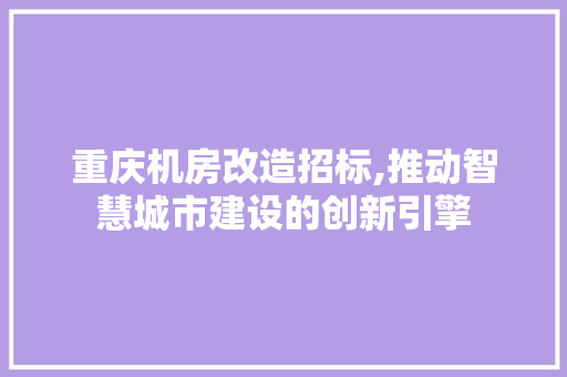 重庆机房改造招标,推动智慧城市建设的创新引擎