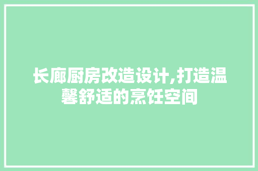 长廊厨房改造设计,打造温馨舒适的烹饪空间