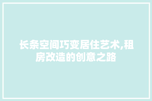 长条空间巧变居住艺术,租房改造的创意之路