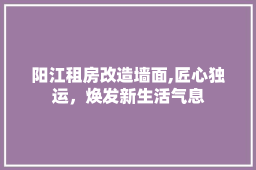 阳江租房改造墙面,匠心独运，焕发新生活气息