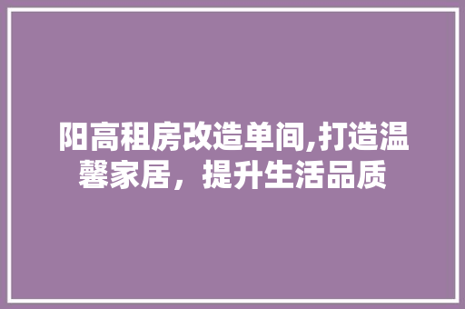 阳高租房改造单间,打造温馨家居，提升生活品质