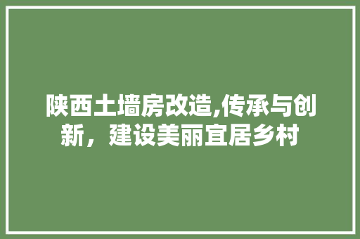 陕西土墙房改造,传承与创新，建设美丽宜居乡村