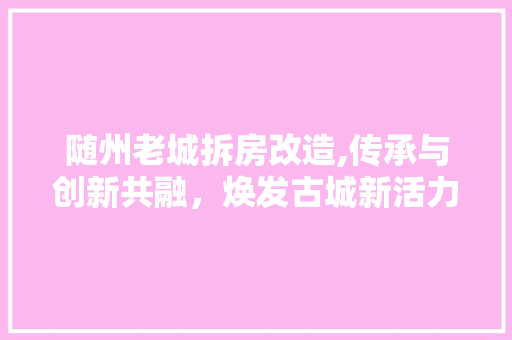 随州老城拆房改造,传承与创新共融，焕发古城新活力