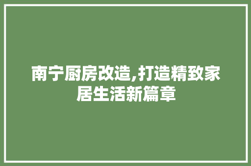 南宁厨房改造,打造精致家居生活新篇章