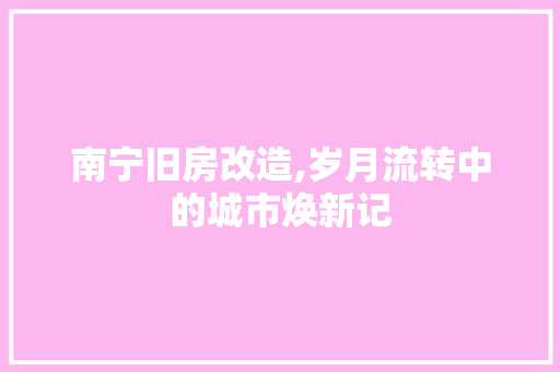 南宁旧房改造,岁月流转中的城市焕新记