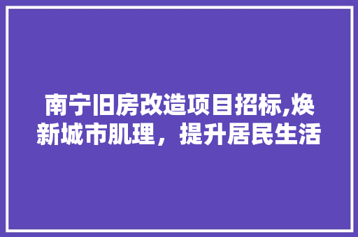 南宁旧房改造项目招标,焕新城市肌理，提升居民生活品质