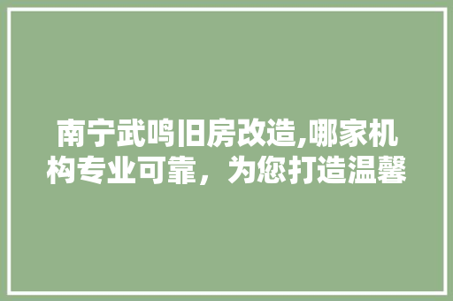 南宁武鸣旧房改造,哪家机构专业可靠，为您打造温馨家园