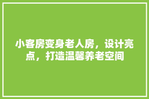 小客房变身老人房，设计亮点，打造温馨养老空间