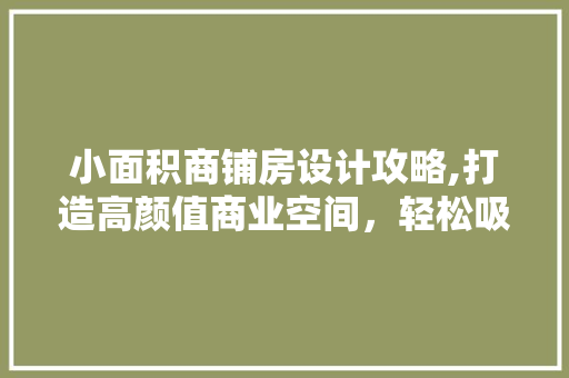 小面积商铺房设计攻略,打造高颜值商业空间，轻松吸引顾客眼球！