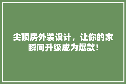 尖顶房外装设计，让你的家瞬间升级成为爆款！