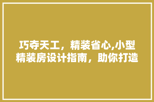 巧夺天工，精装省心,小型精装房设计指南，助你打造温馨家居 装修材料
