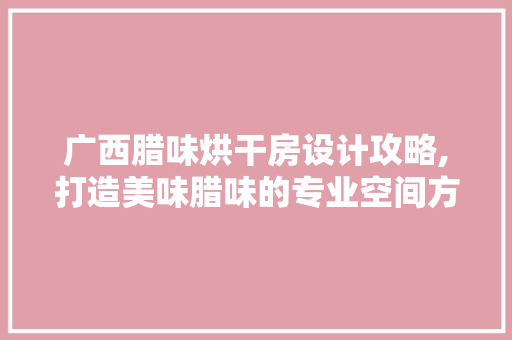 广西腊味烘干房设计攻略,打造美味腊味的专业空间方法
