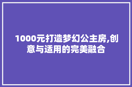 1000元打造梦幻公主房,创意与适用的完美融合 装修攻略