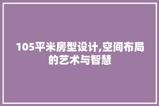 105平米房型设计,空间布局的艺术与智慧