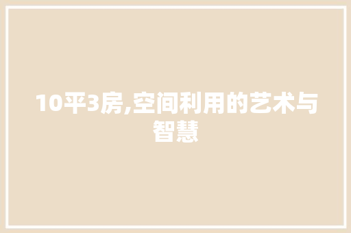 10平3房,空间利用的艺术与智慧