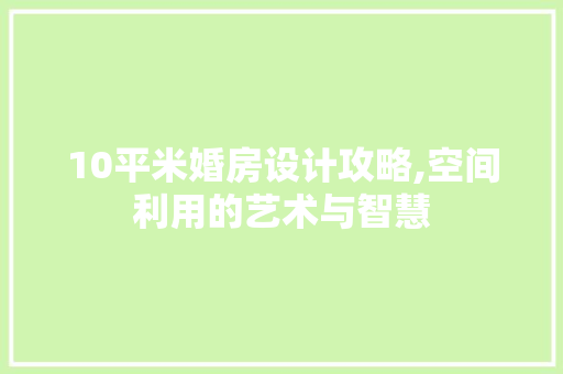 10平米婚房设计攻略,空间利用的艺术与智慧