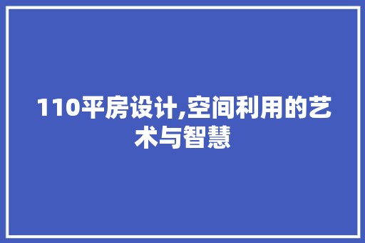 110平房设计,空间利用的艺术与智慧