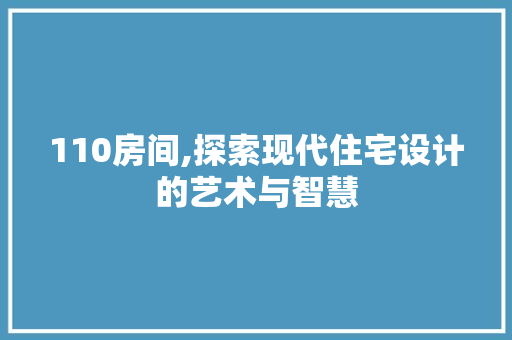 110房间,探索现代住宅设计的艺术与智慧