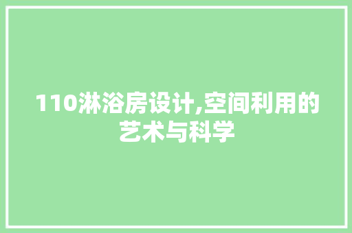 110淋浴房设计,空间利用的艺术与科学