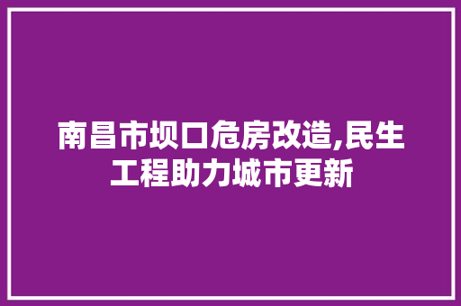 南昌市坝口危房改造,民生工程助力城市更新