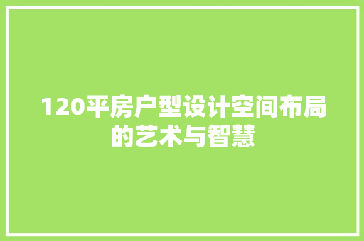 120平房户型设计空间布局的艺术与智慧