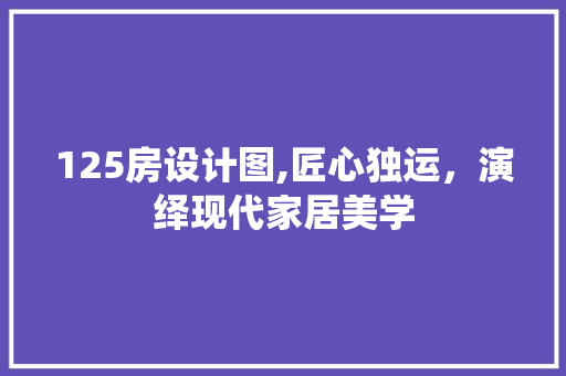 125房设计图,匠心独运，演绎现代家居美学