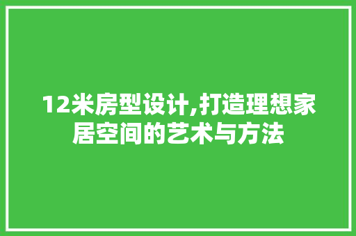 12米房型设计,打造理想家居空间的艺术与方法