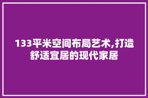 133平米空间布局艺术,打造舒适宜居的现代家居