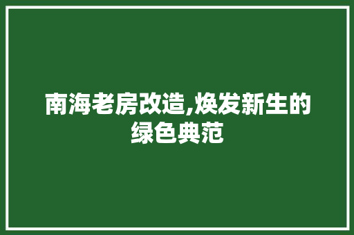南海老房改造,焕发新生的绿色典范 庭院装修