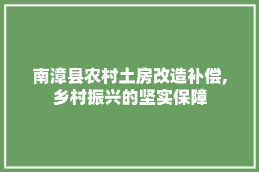 南漳县农村土房改造补偿,乡村振兴的坚实保障