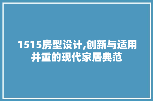 1515房型设计,创新与适用并重的现代家居典范