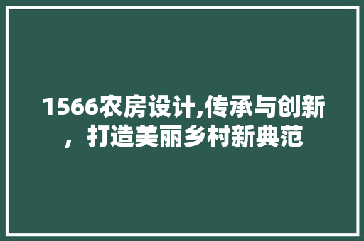 1566农房设计,传承与创新，打造美丽乡村新典范