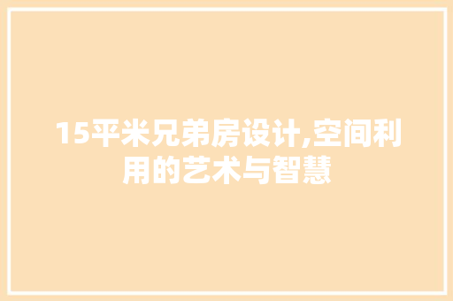 15平米兄弟房设计,空间利用的艺术与智慧 地面装修