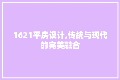 1621平房设计,传统与现代的完美融合 墙面装饰