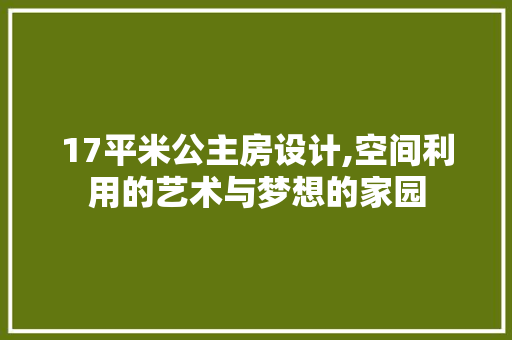 17平米公主房设计,空间利用的艺术与梦想的家园