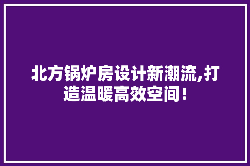 北方锅炉房设计新潮流,打造温暖高效空间！