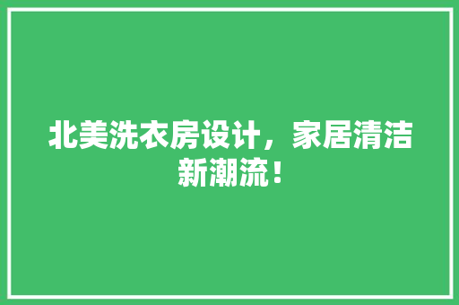 北美洗衣房设计，家居清洁新潮流！