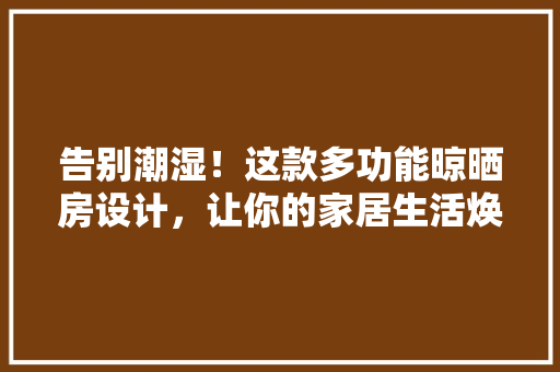 告别潮湿！这款多功能晾晒房设计，让你的家居生活焕然一新