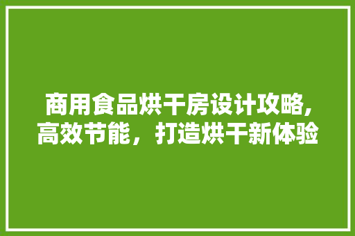 商用食品烘干房设计攻略,高效节能，打造烘干新体验 装修攻略