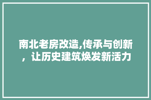 南北老房改造,传承与创新，让历史建筑焕发新活力