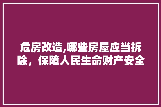 危房改造,哪些房屋应当拆除，保障人民生命财产安全