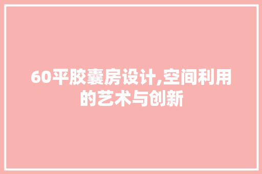 60平胶囊房设计,空间利用的艺术与创新