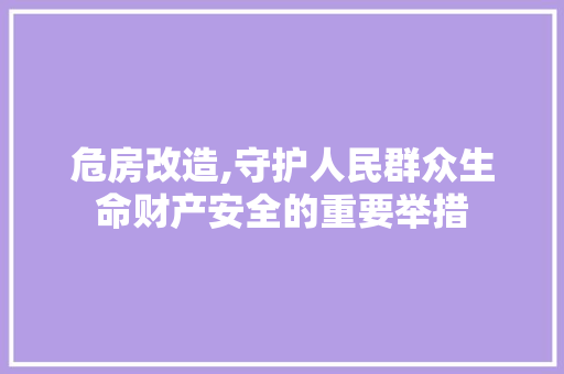 危房改造,守护人民群众生命财产安全的重要举措