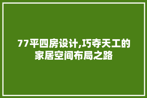 77平四房设计,巧夺天工的家居空间布局之路