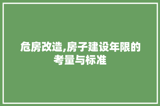 危房改造,房子建设年限的考量与标准