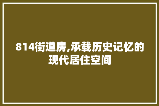 814街道房,承载历史记忆的现代居住空间
