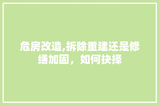 危房改造,拆除重建还是修缮加固，如何抉择