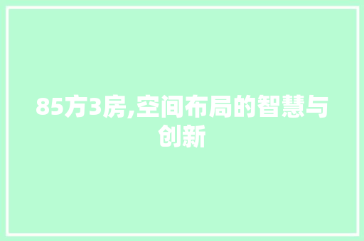85方3房,空间布局的智慧与创新