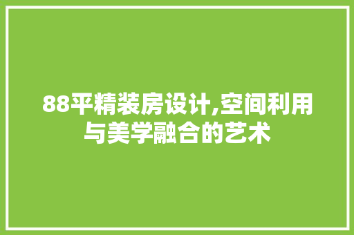88平精装房设计,空间利用与美学融合的艺术 景观设计