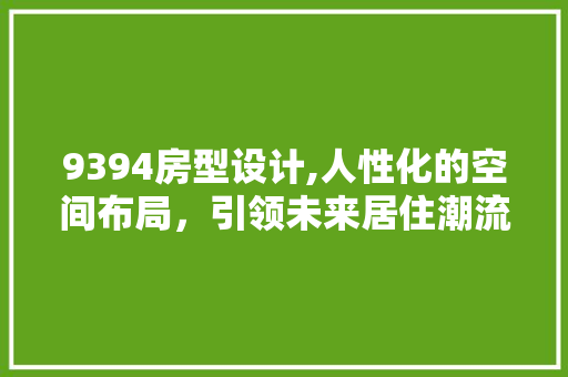9394房型设计,人性化的空间布局，引领未来居住潮流 地面装修